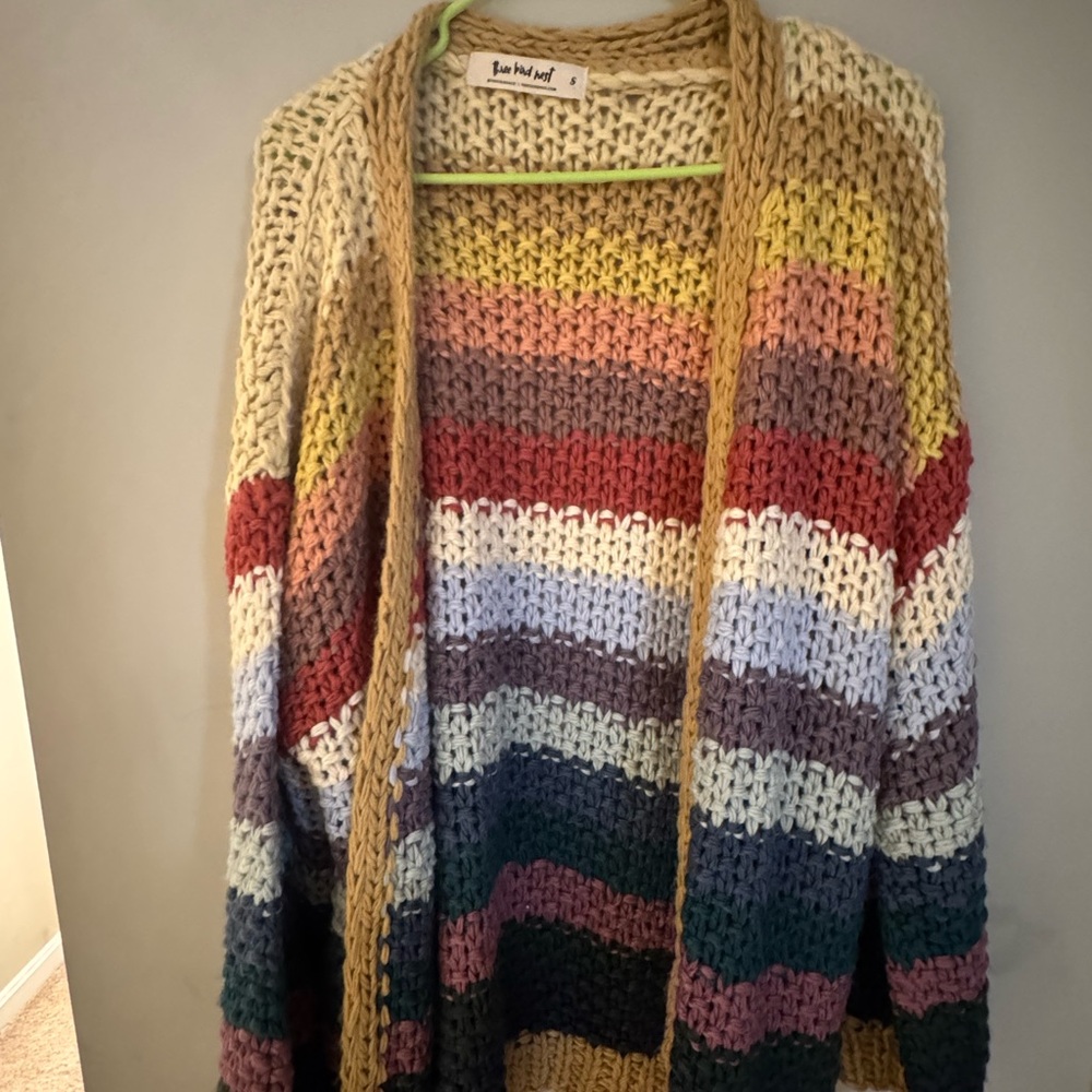 Three Birds Nest Colorful Striped Sweater size small NEW